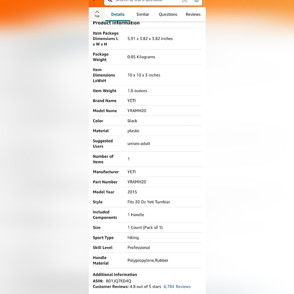 BNWT Yeti handle addition for 20oz rambler - Picture 5 of 8